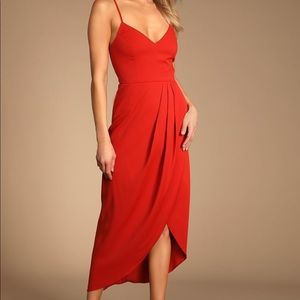 BNWOT Lulus Reinette Rust Red Midi Dress